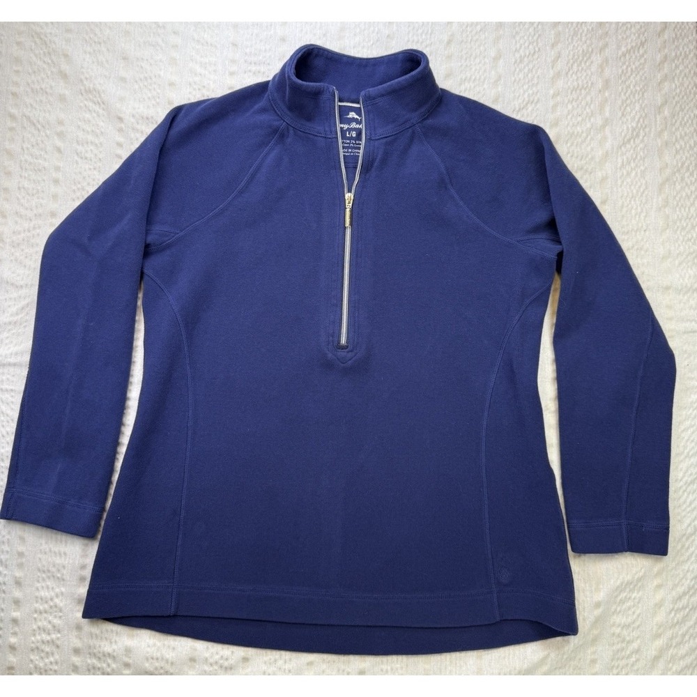 Tommy‎ Bahama Half Zip Pullover Womens Large Blue Stretch Athleisure